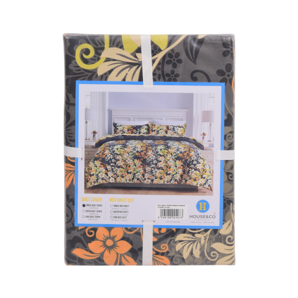 House & Co QUILT COVER SINGLEORANGE FLOWER TC-200 Default Title - MamasJan Household