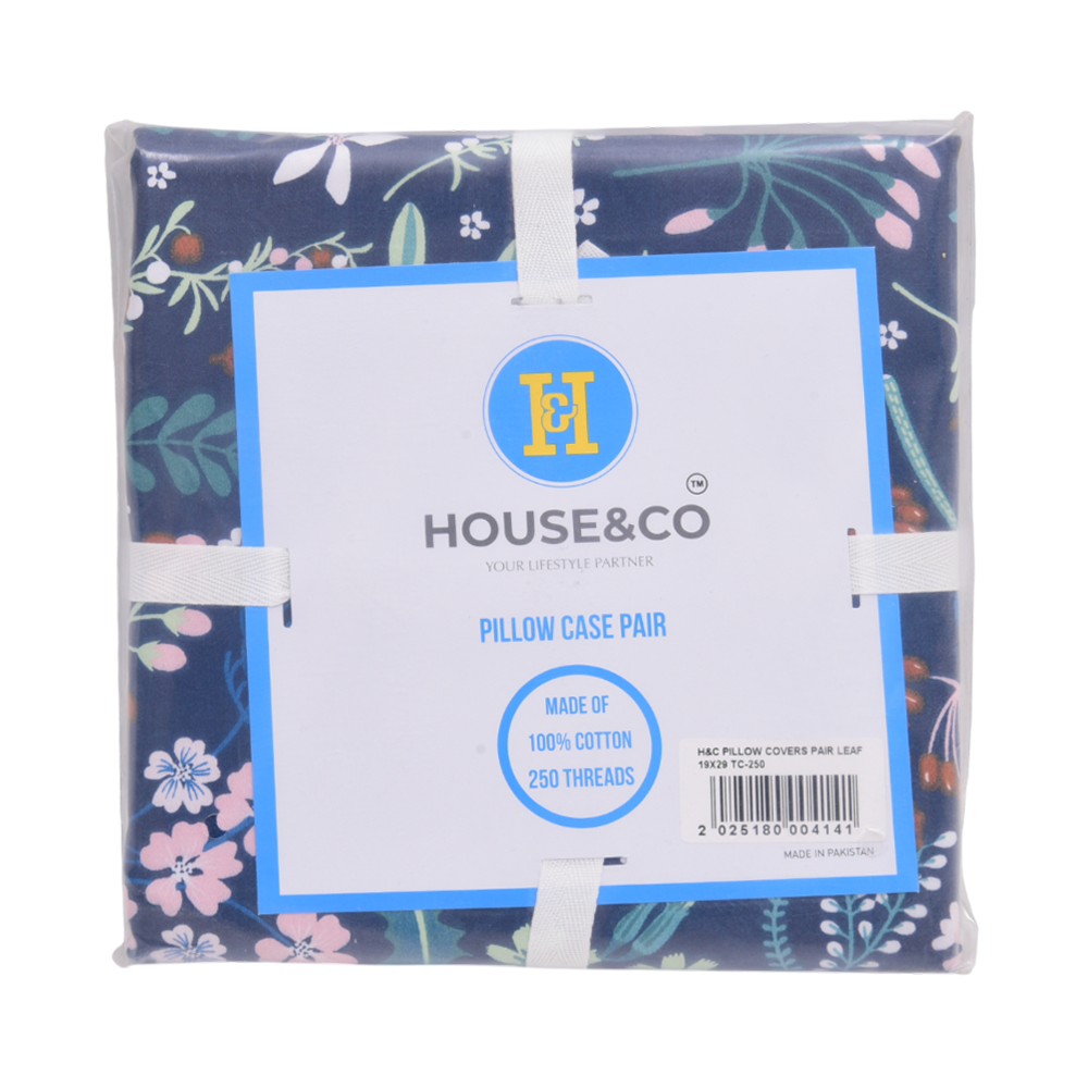 House & Co PILLOW COVERS PAIR LEAF 19X29 TC-250 Default Title - MamasJan Household