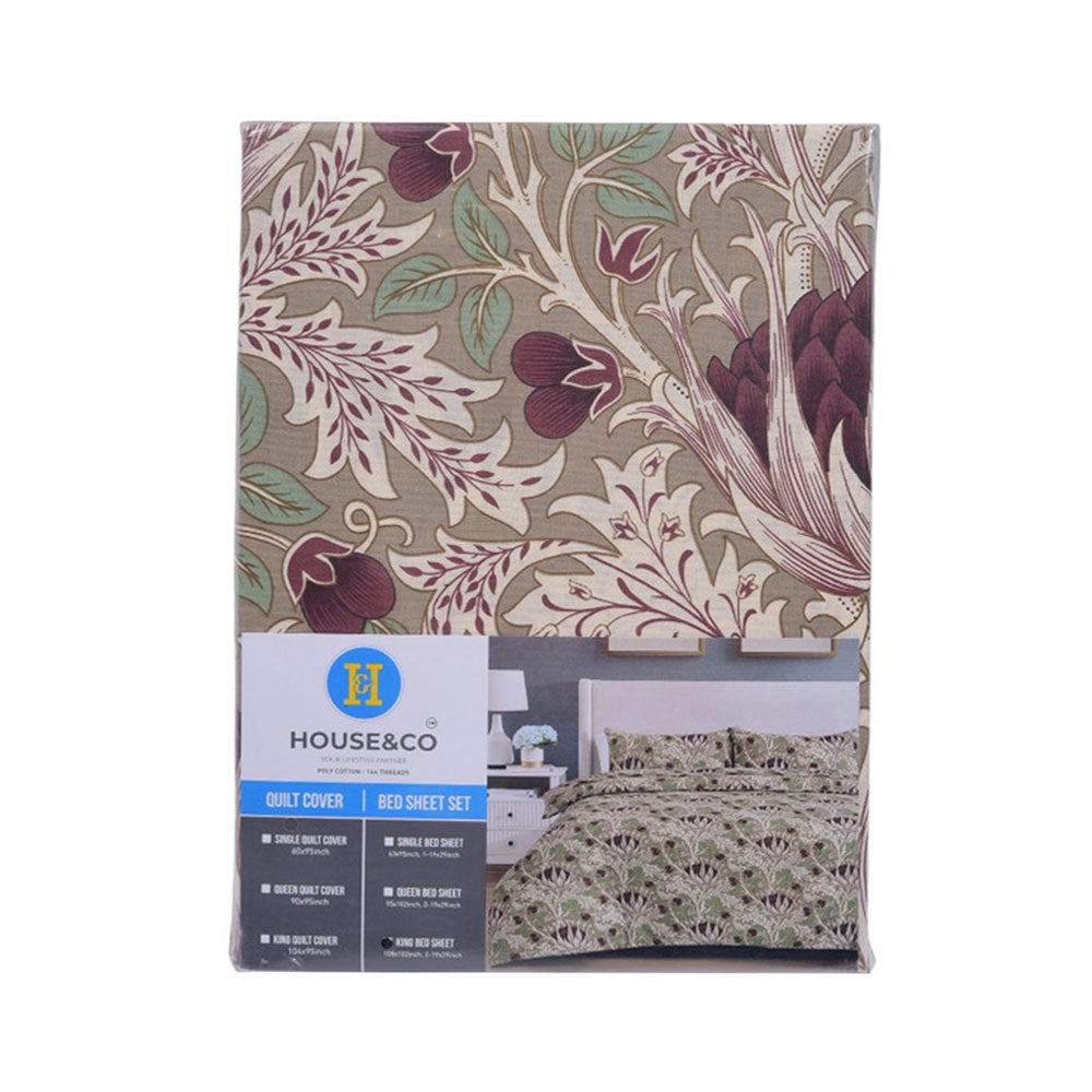 House & Co BED SHEET KING ETCHING & ROSES MAIN VERSION T-144 Default Title - MamasJan Household