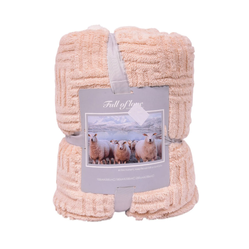 FLEECE BLANKET IR LIGHT-BEIGE 62301-4 Default Title - MamasJan Household