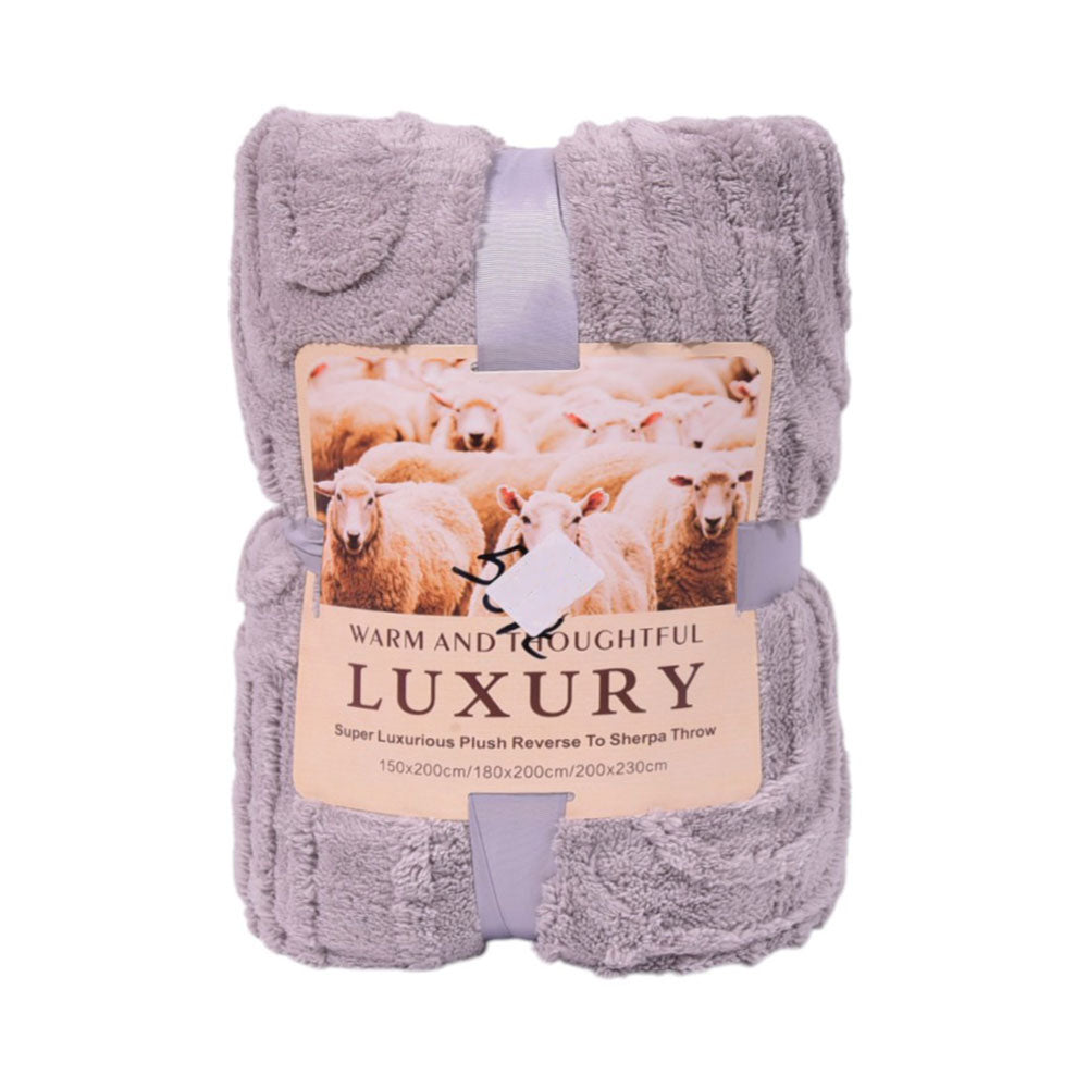 FLEECE BLANKET IR LIGHT GREY 62301-6 Default Title - MamasJan Household