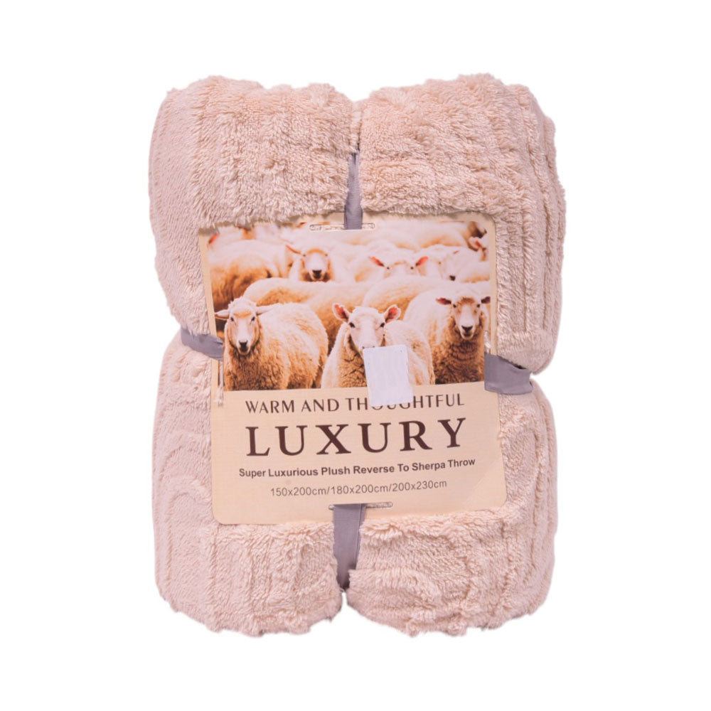 FLEECE BLANKET IR BEIGE 62301-6 Default Title - MamasJan Household