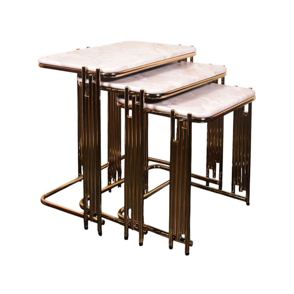 TABLE SET 3 PCS DELUXE GOLDEN-P21817 Default Title - MamasJan Household
