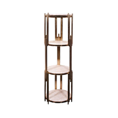 FLOWER STAND GOLDEN 4 SHELF ROUND-P21817 Default Title - MamasJan Household