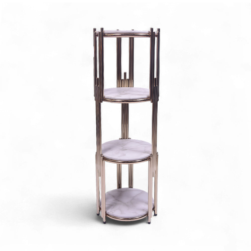 FLOWER STAND GOLDEN 4 SHELF ROUND-P21819 Default Title - MamasJan Household