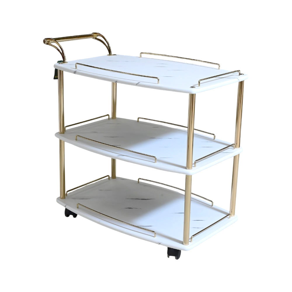 TEA TROLLEY STATE 3 SHELF GOLDEN-P21823 Default Title - MamasJan Household