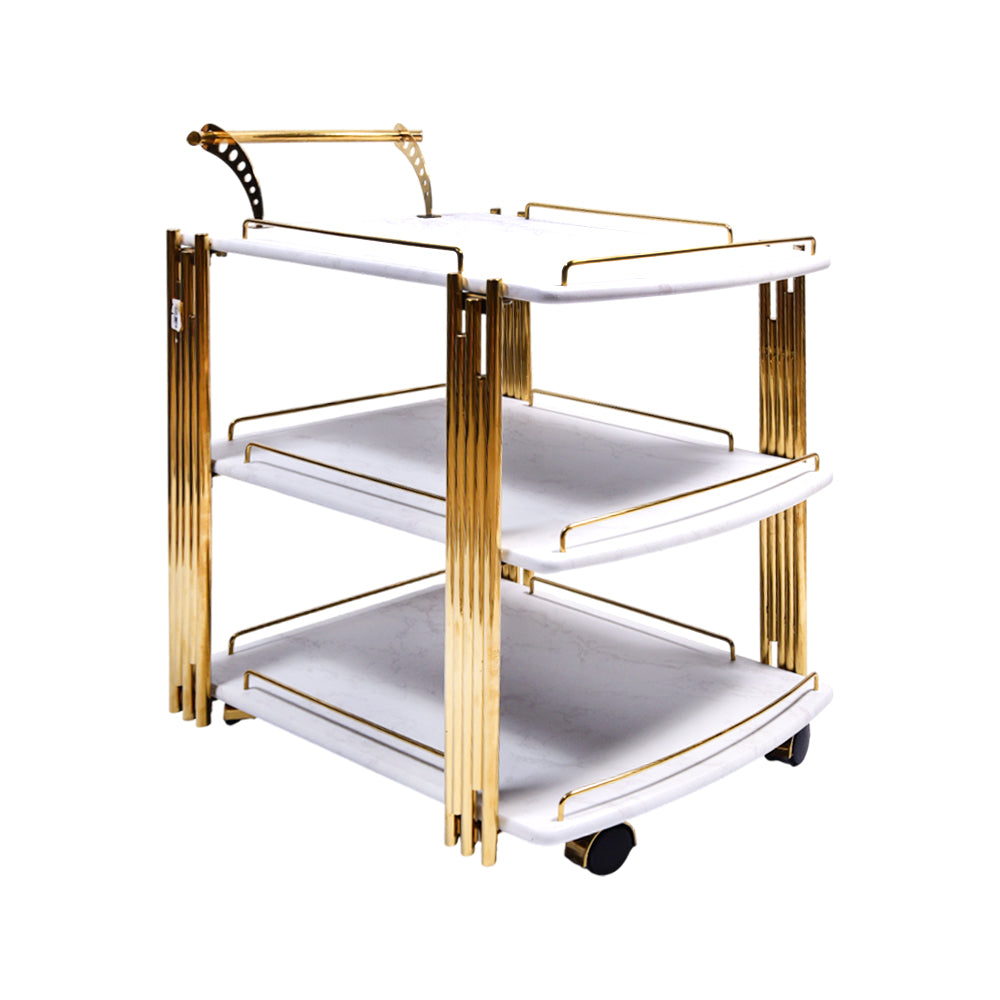 TEA TROLLEY 3 SHELF CLASSIC-410 WHITE MARBLE-E02 Default Title - MamasJan Household