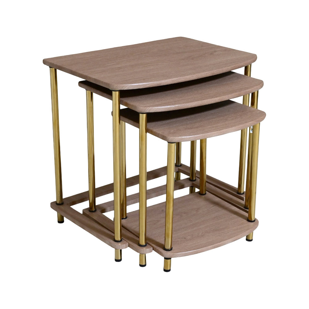 TABLE SET DELUXE SQUARE 3PCS 178 TEXTURE WOOD E08 Default Title - MamasJan Household