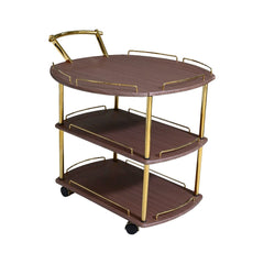TEA TROLLEY FOLDING 3 SHELF-885 DARK BROWN-E14 Default Title - MamasJan Household