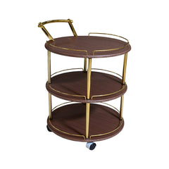 TEA TROLLEY 3 SHELF ROUND-506 DARK BROWN-E14 Default Title - MamasJan Household