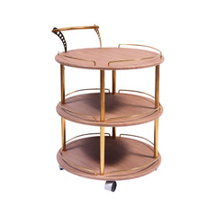 TEA TROLLEY 3 SHELF ROUND-506 TEXTURE WOOD-E08 Default Title - MamasJan Household