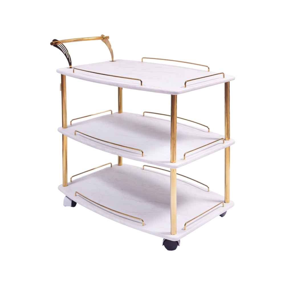 TEA TROLLEY 3 SHELF STATE-117 WHITE MARBLE-E02 Default Title - MamasJan Household