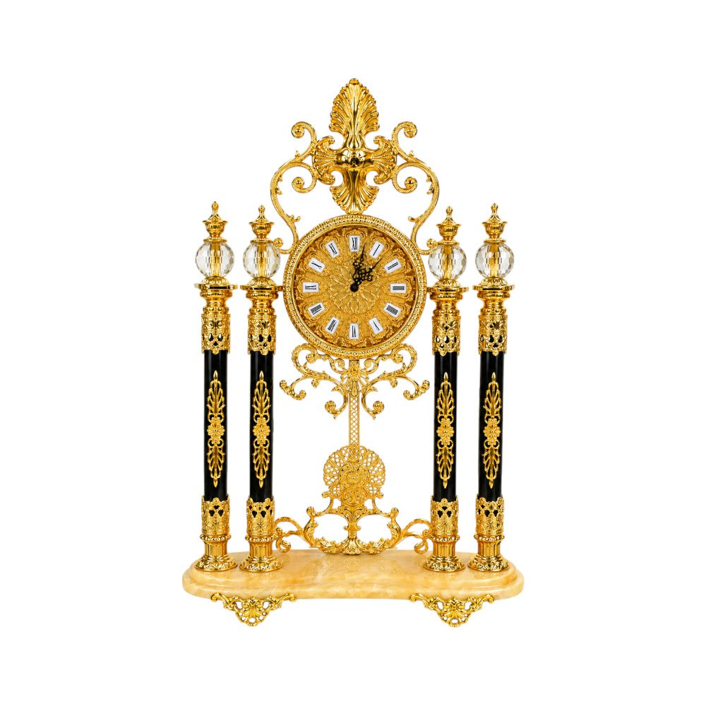 CLOCK METAL GOLDEN IR TCD-104 Default Title - MamasJan Décor