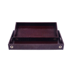 TRAY SET 2PC LEATHER LONG LS-02 Default Title - MamasJan Décor