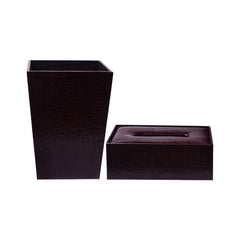 DUSTBIN & TISSUE BOX SET LEATHER LS-03 Default Title - MamasJan Décor