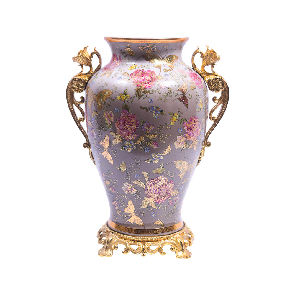 VASE PORCELAIN BRASS IR H-PV178-116 JS-LT047-0BB8 Default Title - MamasJan Décor
