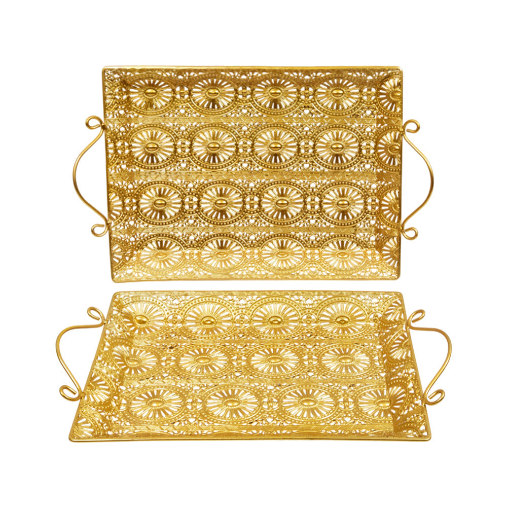 TRAY METAL 2PC SET IR BT001 Default Title - MamasJan Décor