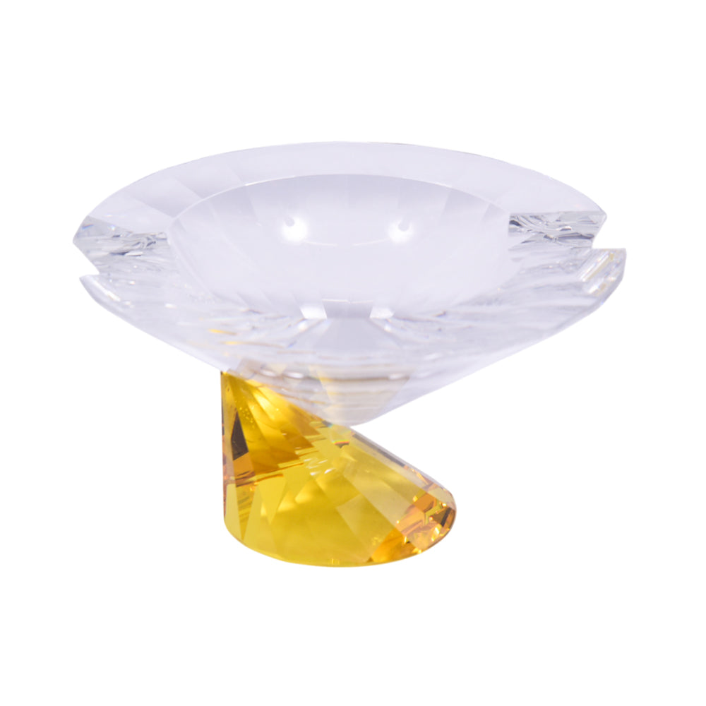 ASHTRAY CRYSTAL YELLOW BASE FG-1048-CL Default Title - MamasJan Décor