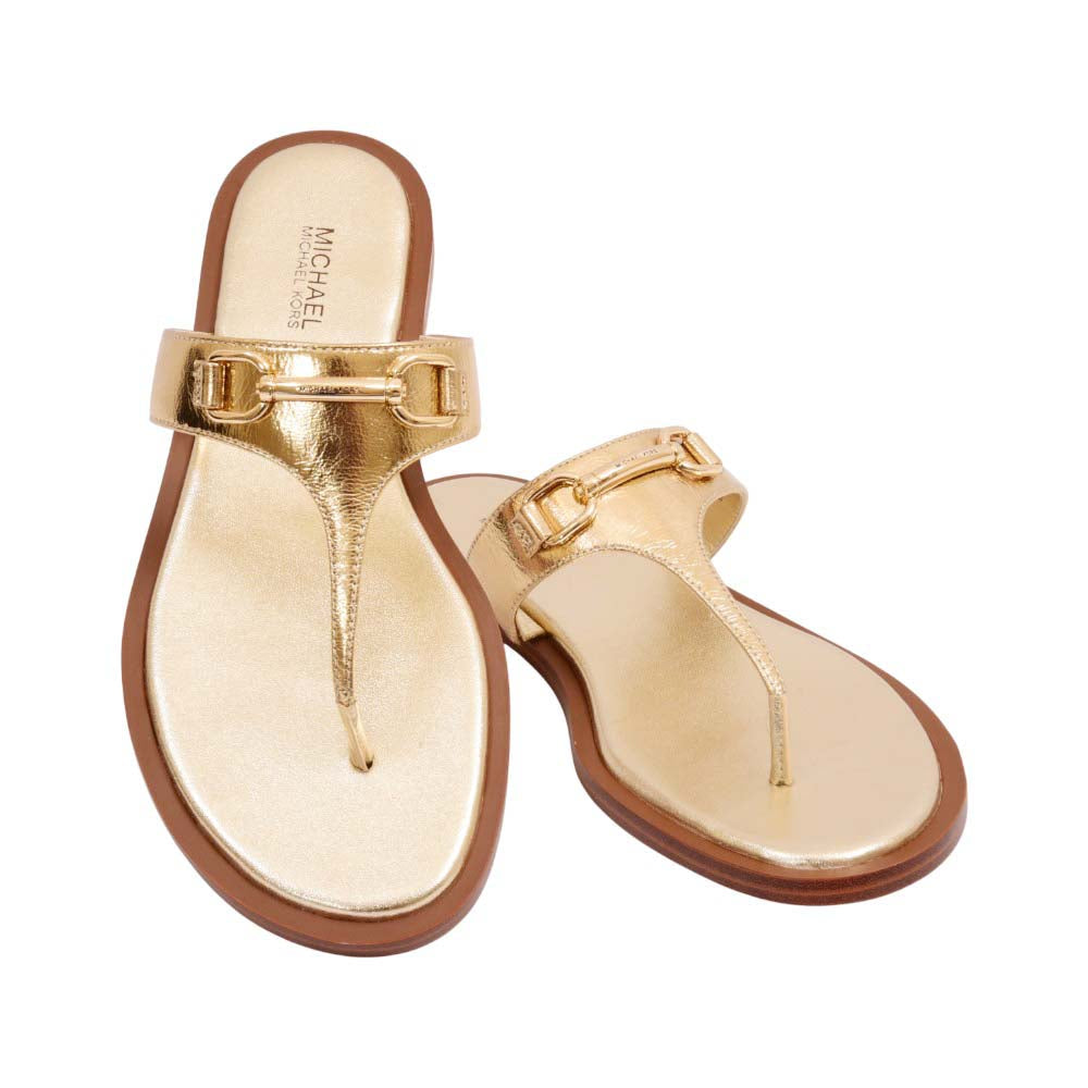 MK CARSON FLAT THONG SLIPPER CRINKLED 49S5CRFA1M PALE-GOLD 6 Default Title - MamasJan Ladies Shoes & Bags
