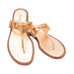 MK CARSON FLAT THONG SLIPPER CRINKLED 49S5CRFA1M PALE-GOLD 9 Default Title - MamasJan Ladies Shoes & Bags