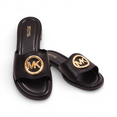 MK HANNAH FLAT SLIDE FAUX LEATHER 49S5HNFS1L BLACK 7 Default Title - MamasJan Ladies Shoes & Bags