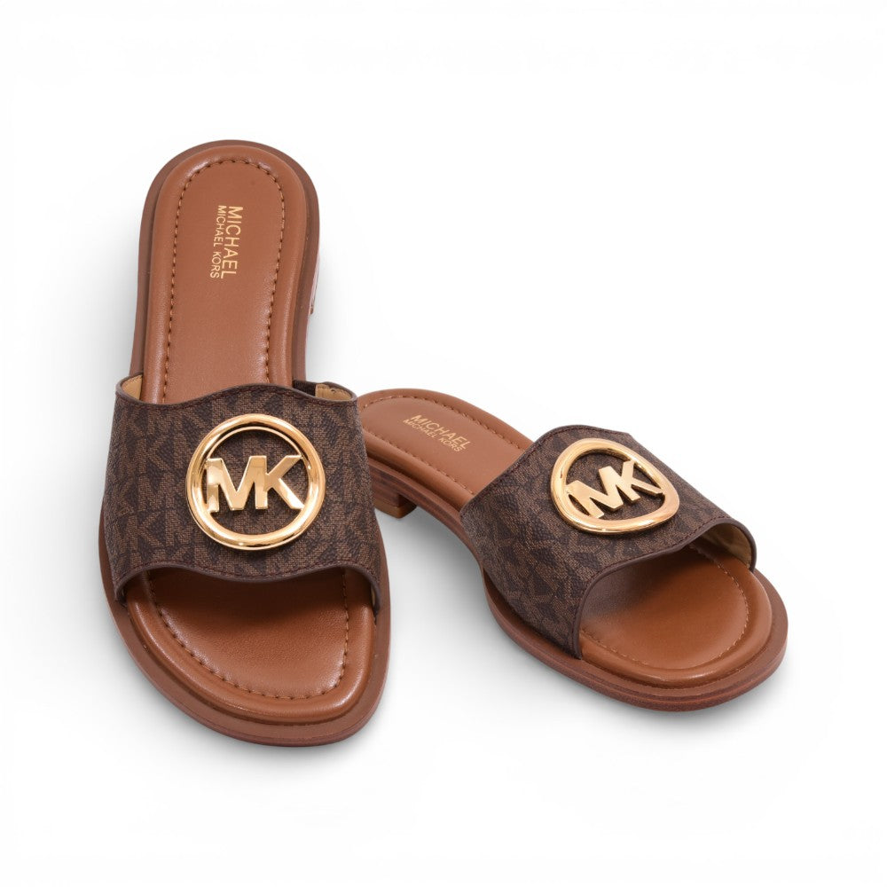 MK HANNAH FLAT SLIDE MK.SG.SM 49S5HNFS1B BROWN 7 Default Title - MamasJan Ladies Shoes & Bags