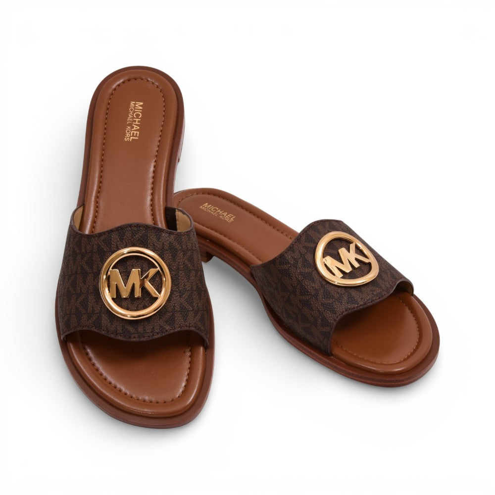 MK HANNAH FLAT SLIDE MK.SG.SM 49S5HNFS1B BROWN 10 Default Title - MamasJan Ladies Shoes & Bags