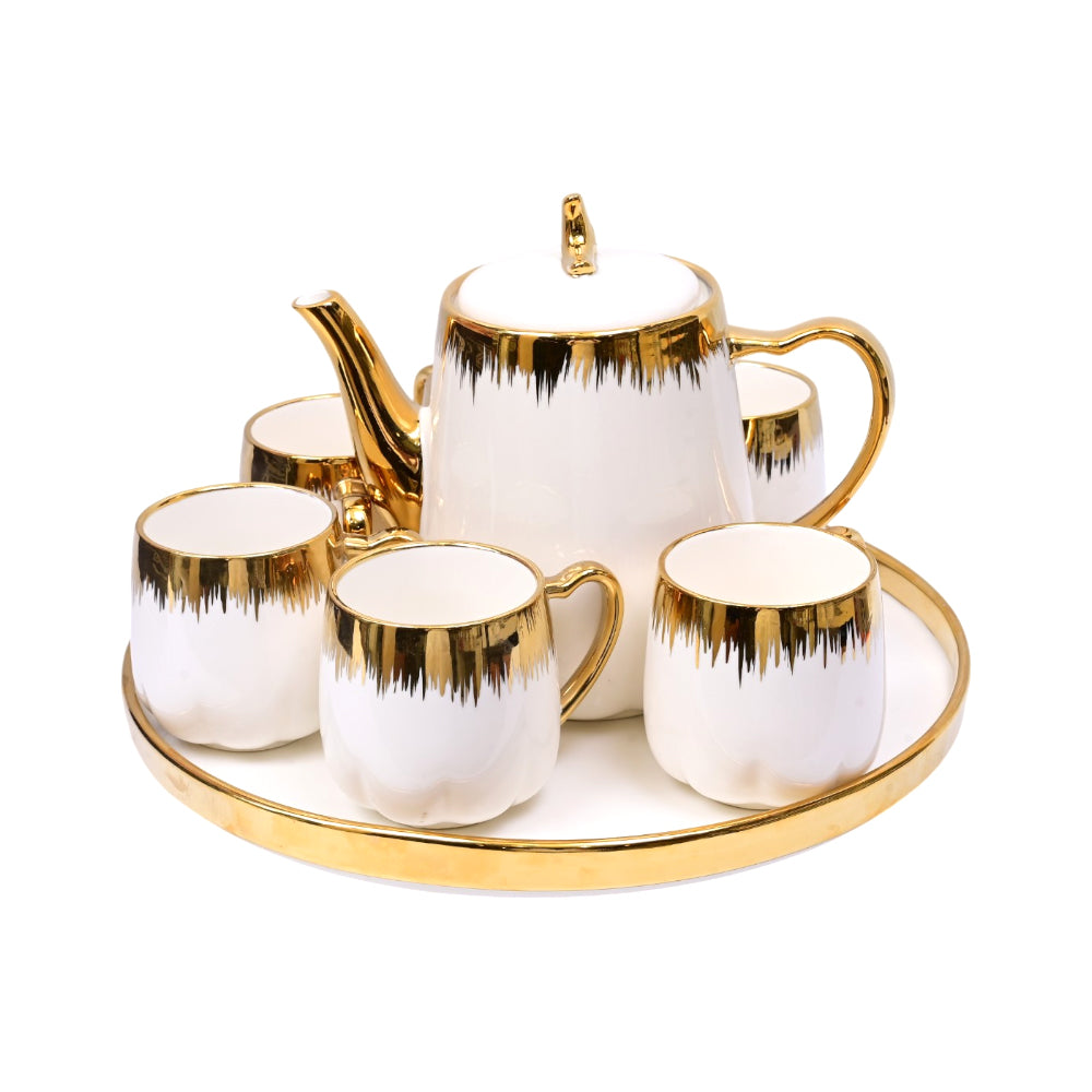 COFFEE SET 9PC CERAMIC REVOLVING ABC25-319 WHITE Default Title - MamasJan Crockery