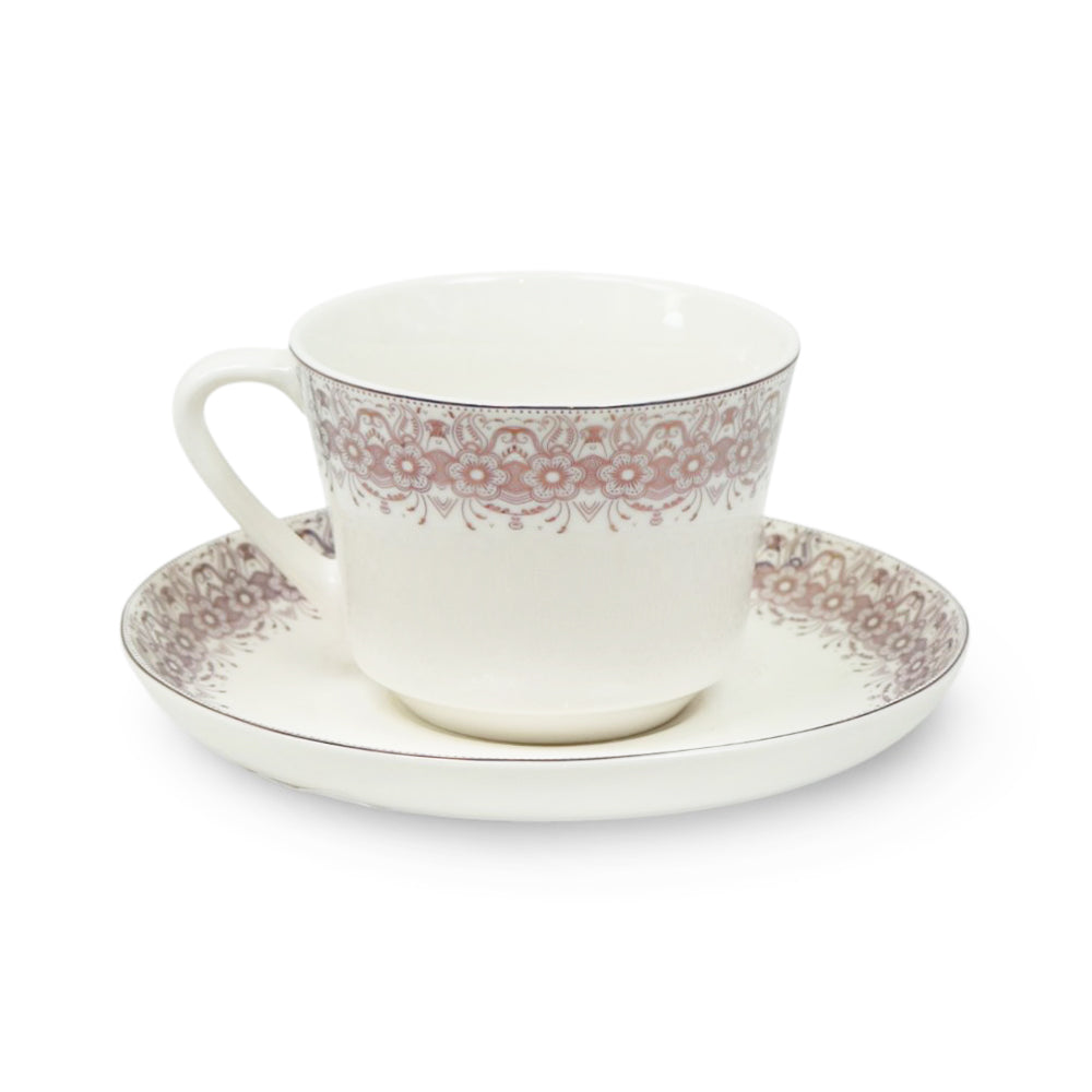 CUP & SAUCER BONE CHINA JA004 TMC (Pack of 6) Default Title - MamasJan Crockery