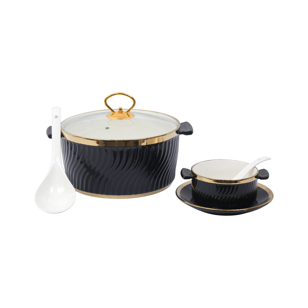 SOUP SET 21PC PORCELAIN BLACK MS Default Title - MamasJan Crockery