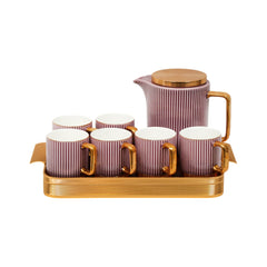 COFFEE SET 9PC CERAMIC METAL AM3667-S8 YELLOW AAK Default Title - MamasJan Crockery