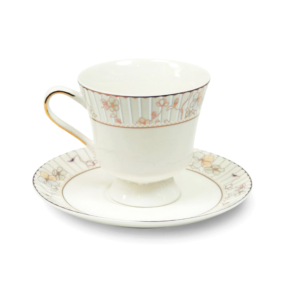 CUP & SAUCER NEW BONE CHINA 3 SHAPE JH4 TMC (Pack of 6) Default Title - MamasJan Crockery