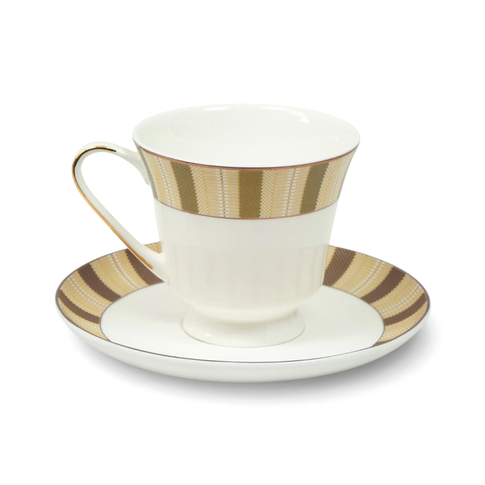 CUP & SAUCER NEW BONE CHINA 3 SHAPE JH8 TMC (Pack of 6) Default Title - MamasJan Crockery