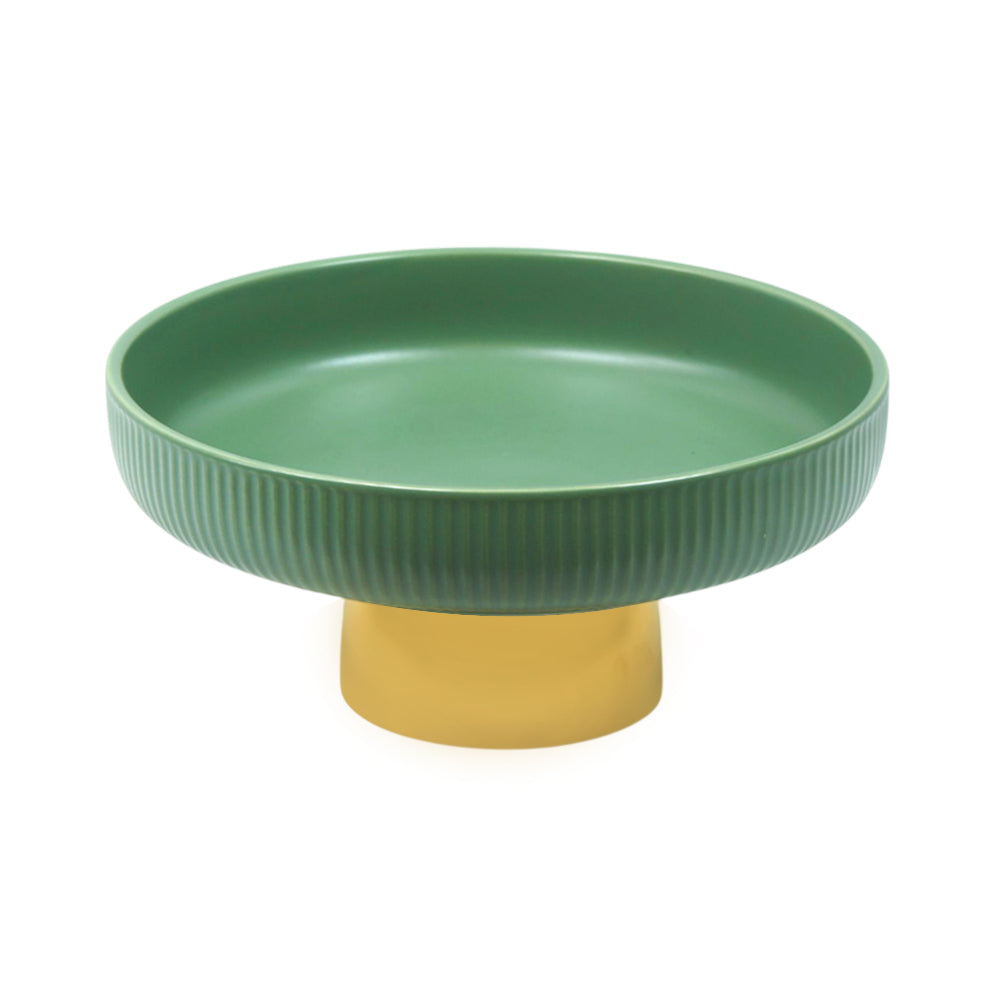 BOWL FOOTED CERAMIC 10 INCH DISTLJ-24 LIGHT GREEN Default Title - MamasJan Crockery