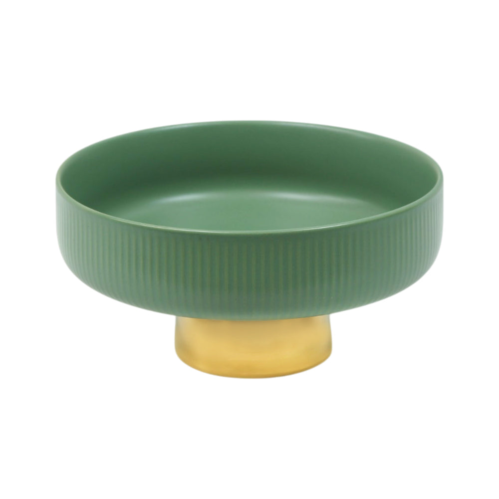 BOWL FOOTED CERAMIC 8INCH DISTLJ-26 LIGHT GREEN Default Title - MamasJan Crockery