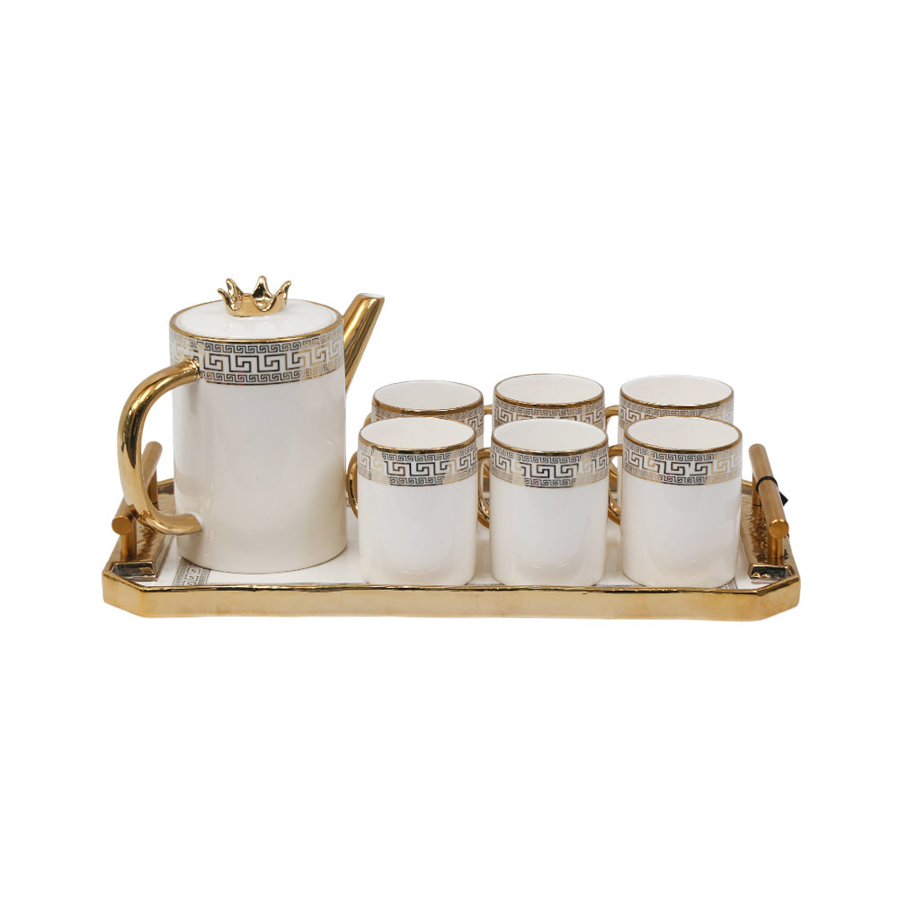 COFFEE SET 9PC CERAMIC ABC382 WHITE Default Title - MamasJan Crockery