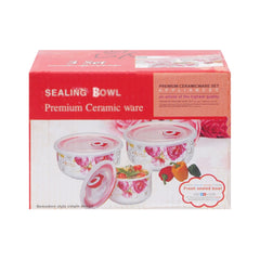BOWL SET 3PC WITH LID CERAMIC 81-MT Default Title - MamasJan Crockery