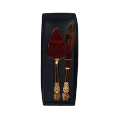 CAKE SERVING SET 2PC GOLDEN D06 AE Default Title - MamasJan Crockery
