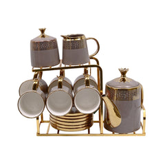 COFFEE SET 15PC CERAMIC SHINE COLLECTION ABC-381 GR Default Title - MamasJan Crockery