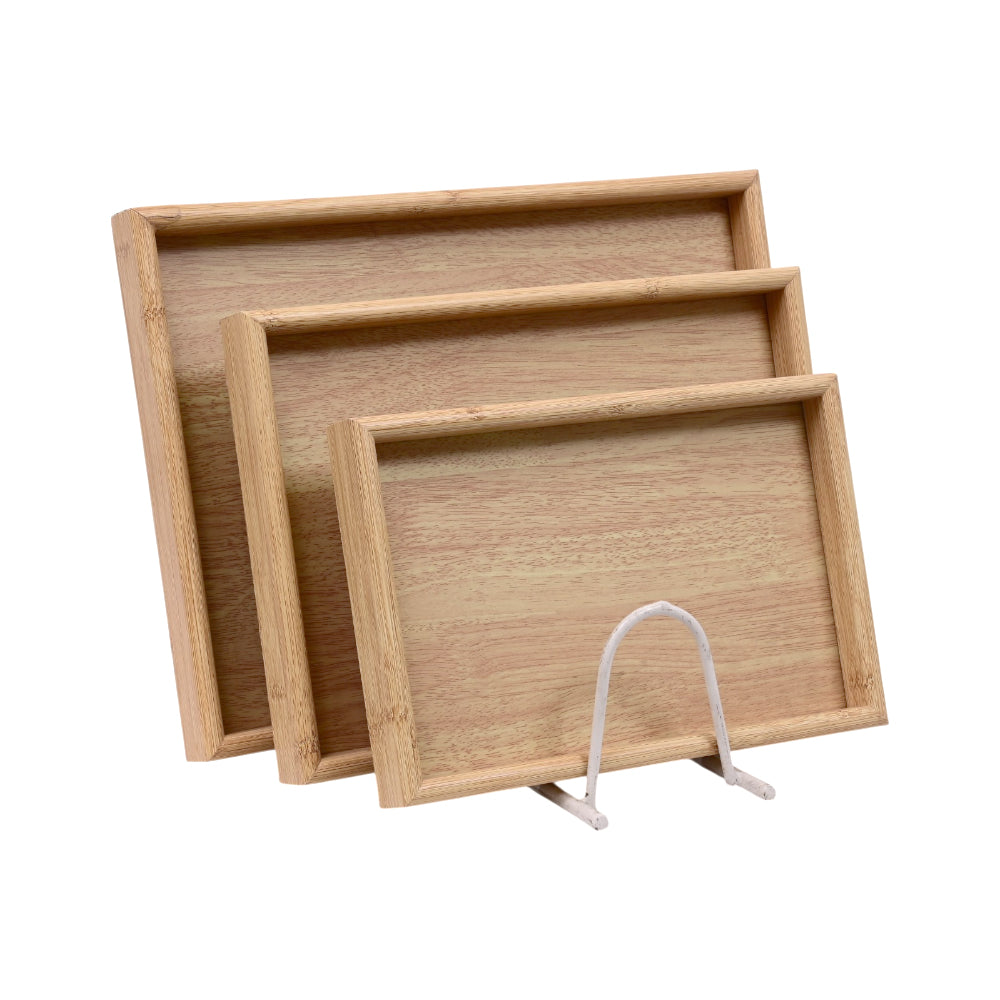 TRAY SET 3PC WOODEN ABC-563 Default Title - MamasJan Crockery