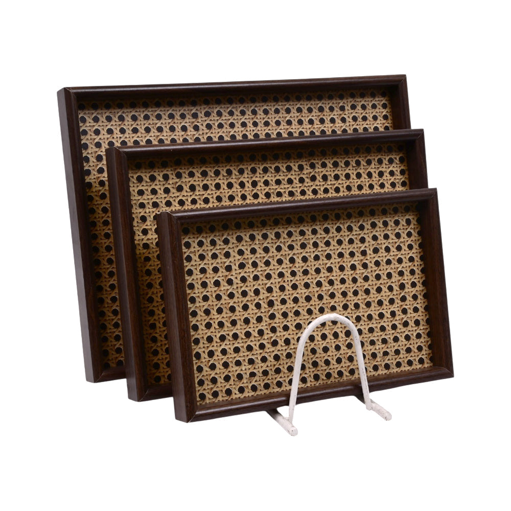 TRAY SET 3PC WOODEN ABC25-A685-3 Default Title - MamasJan Crockery