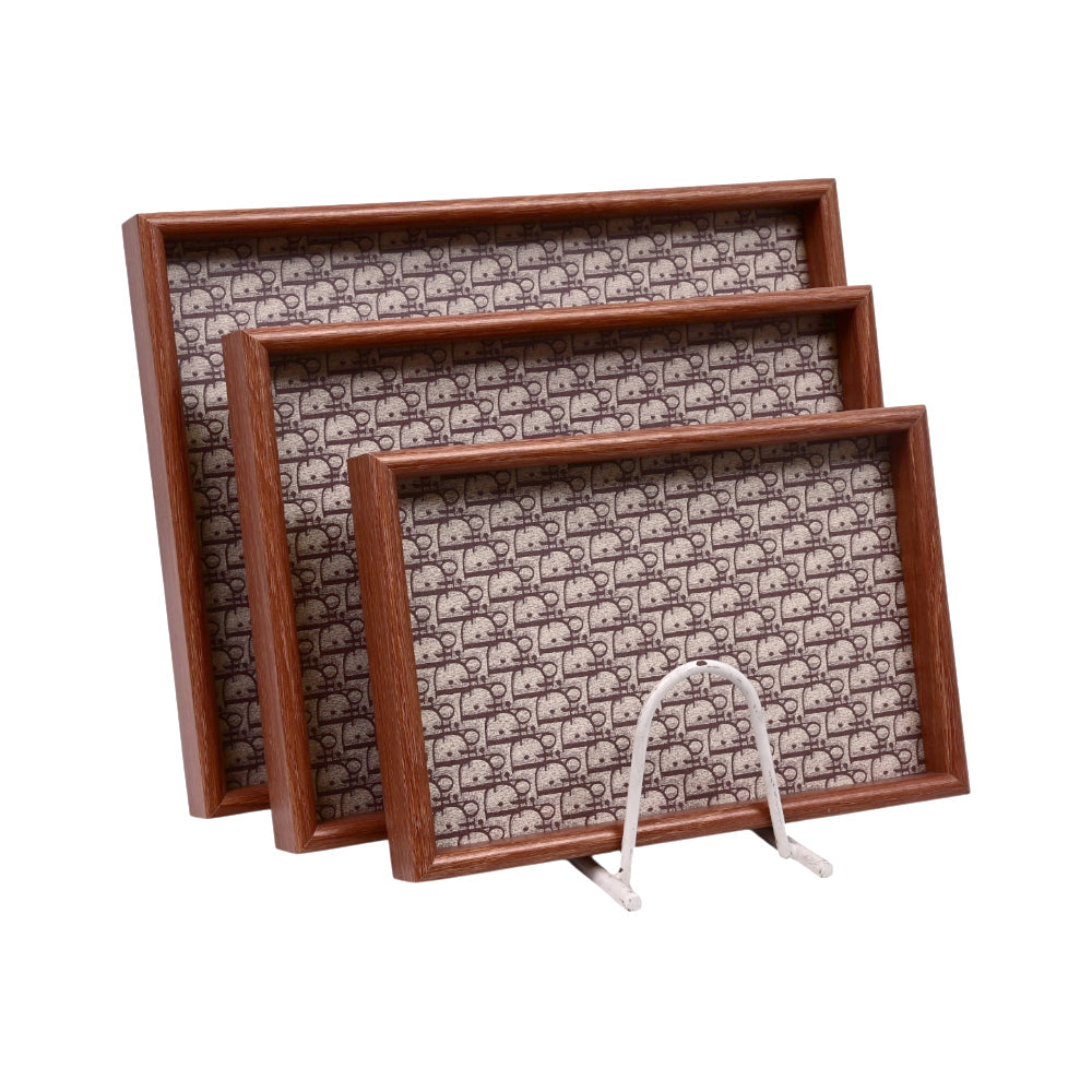 TRAY SET 3PC WOODEN ABC25-A685-4 Default Title - MamasJan Crockery