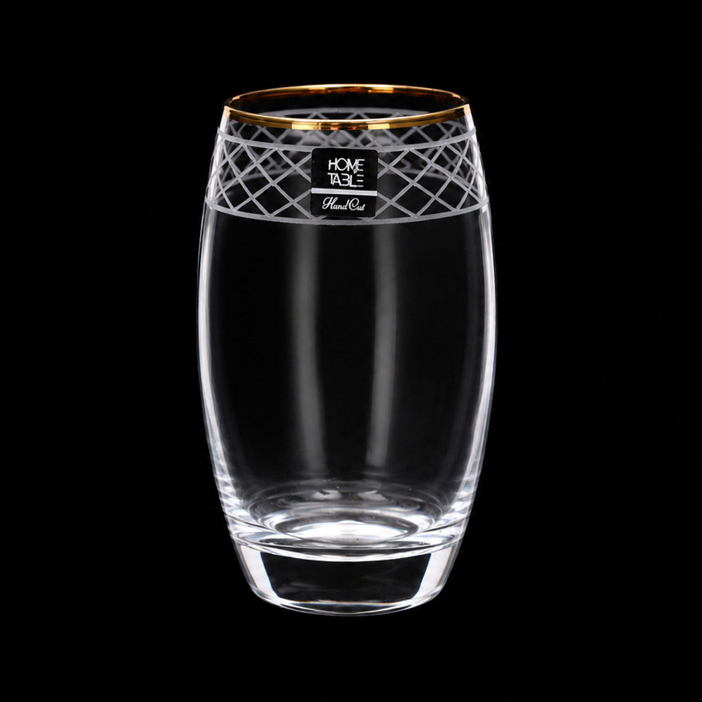 GLASS PSB HAND CUT BARREL GOLD 41020-56-B003 (Pack of 6) Default Title - MamasJan Crockery