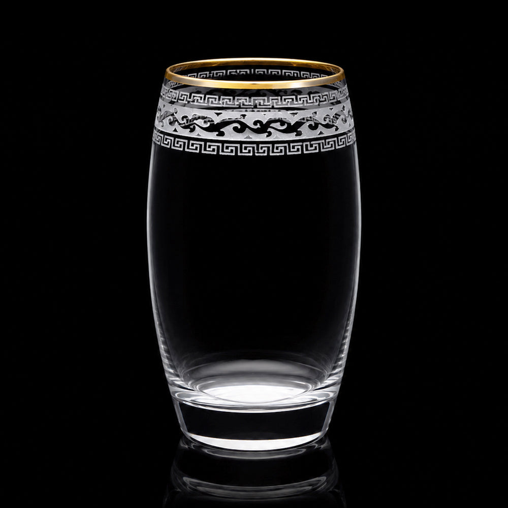 GLASS PSB HAND CUT BARREL GOLD 41020-56-B005 (Pack of 6) Default Title - MamasJan Crockery