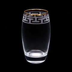 GLASS PSB HAND CUT BARREL GOLD 41020-56-B022 (Pack of 6) Default Title - MamasJan Crockery