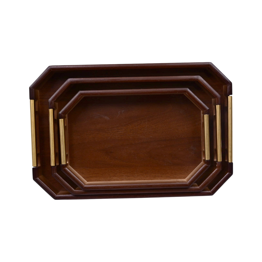 TRAY SET 3 PC WOODEN IR JC-2 Default Title - MamasJan Crockery