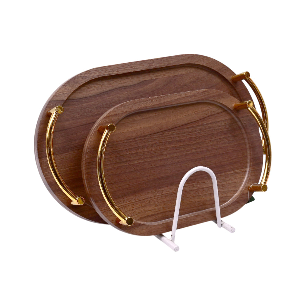 TRAY SET 2 PC WOODEN IR JC-6 Default Title - MamasJan Crockery
