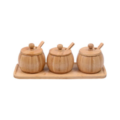 SUGER POT SET 3 PC WOODEN IR JC-12 Default Title - MamasJan Crockery