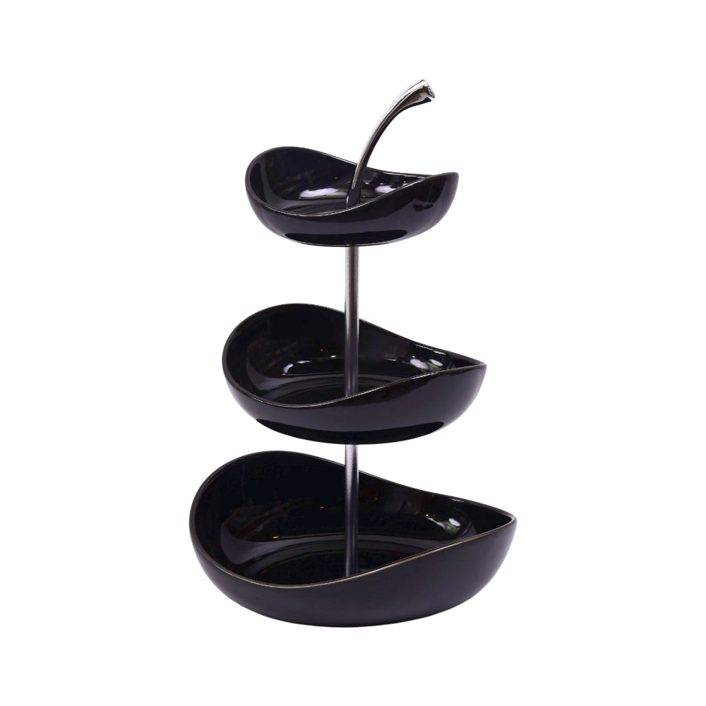 BOWL 3 TIRE HF49 BLACK HFE Default Title - MamasJan Crockery