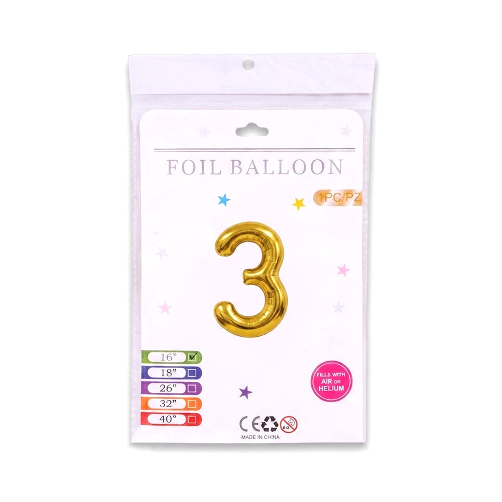 FOIL BALLOON NUMBER 3 Default Title - MamasJan Toys